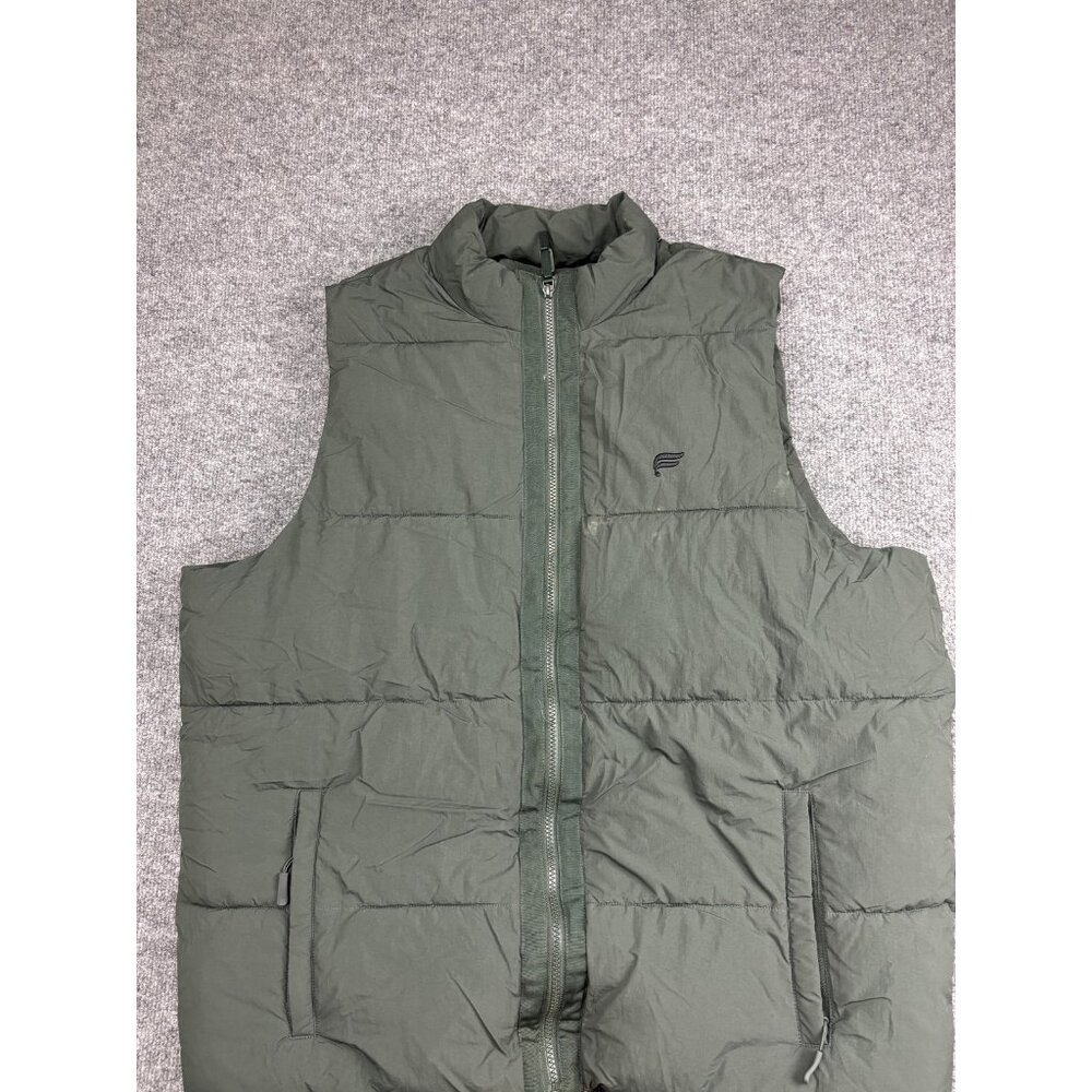 Fabletics Puffer Vest Mens 2XL Green Nylon Quilted Insulated‎ Full Zip Pockets